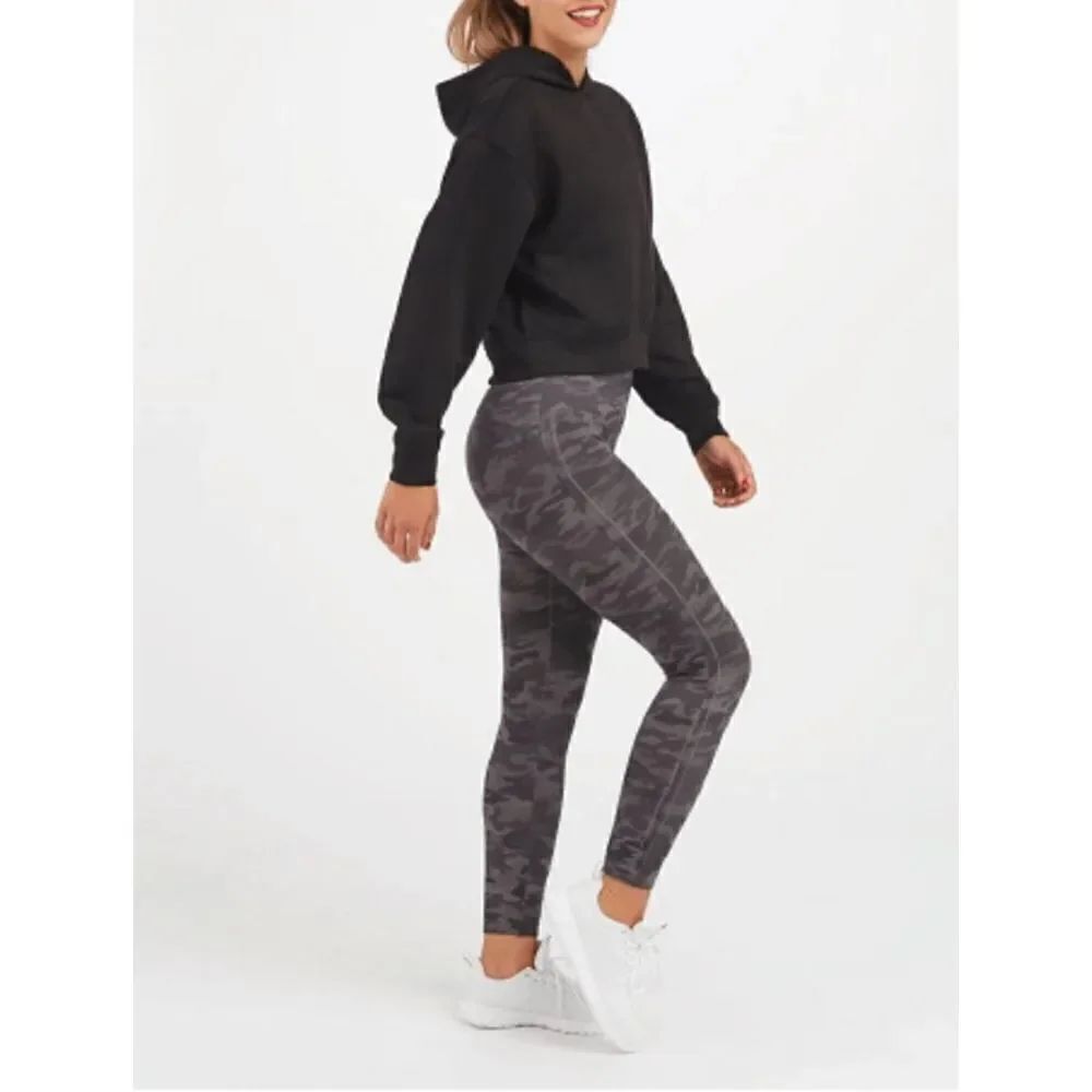 Spanx Women’s Heather Camo Print Pull-On Leggings Black & Gray